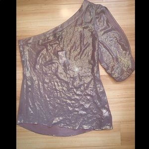 Bebe Gold Blouse Top Party Club Size Small NWT